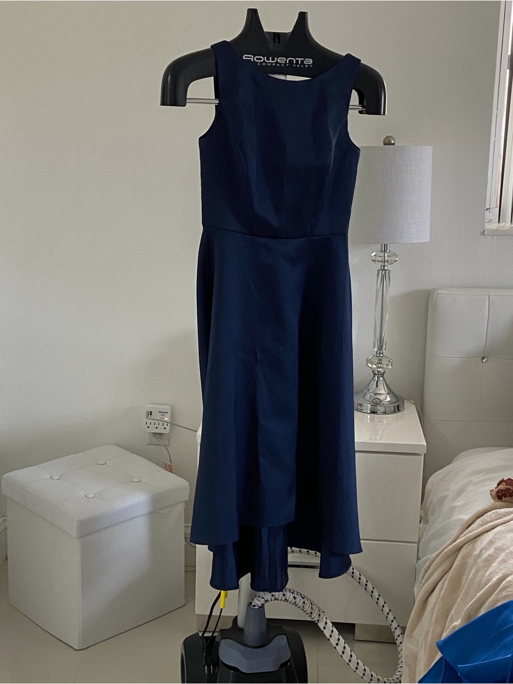ALFRED SUNG Navy Sleeveless High-Low Fit-and-Flare Dress - Picture 3 of 10